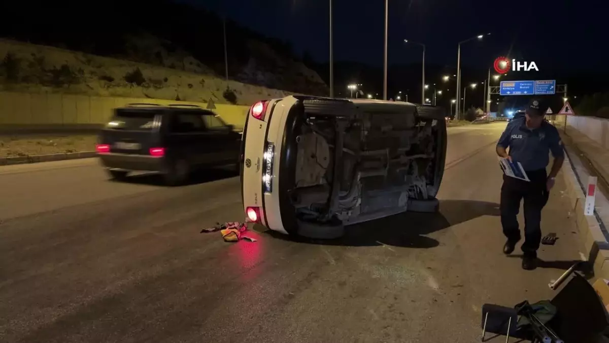 Burdur’da Araç Devrildi, Sürücü Kaçtı